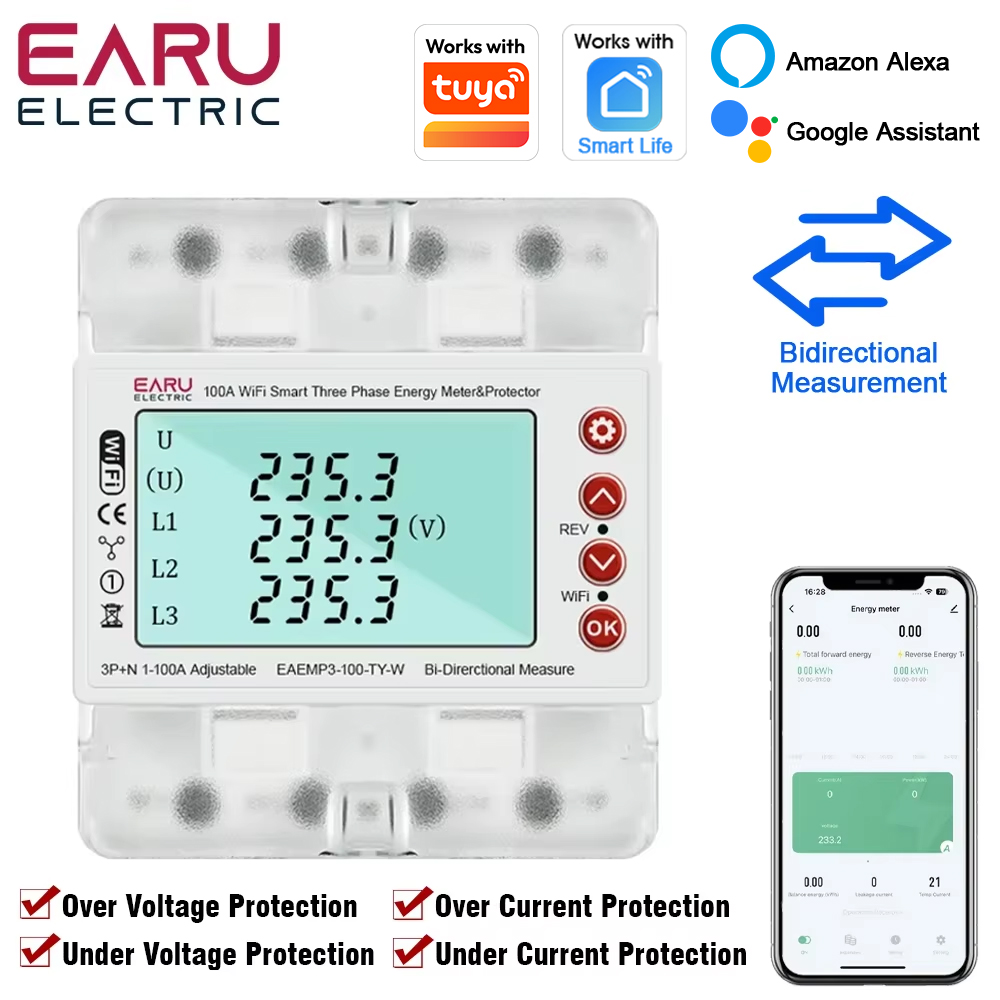 Energy Meter Bidirectional - Three Phase 380V Tuya WiFi Smart