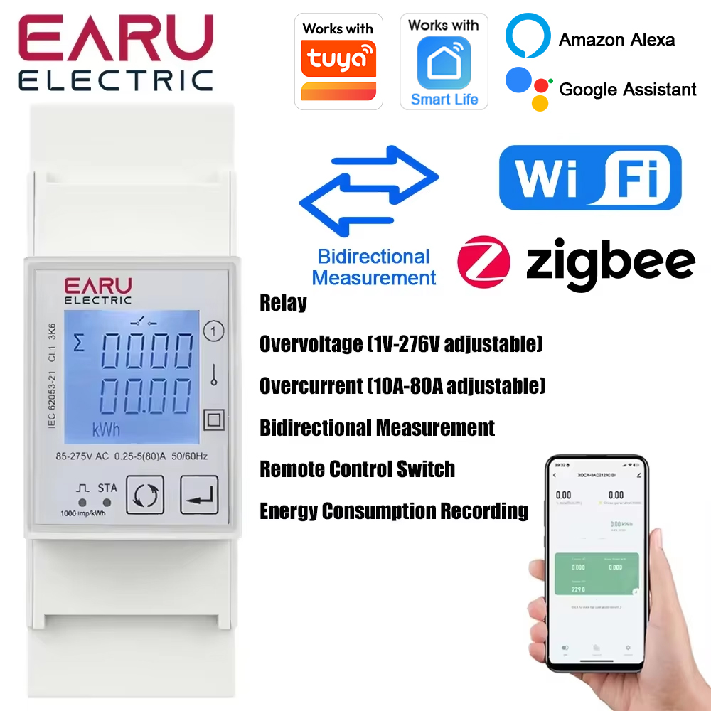 Energy Meter Bidirectional - Tuya WiFi ZigBee Smart Energy Meter