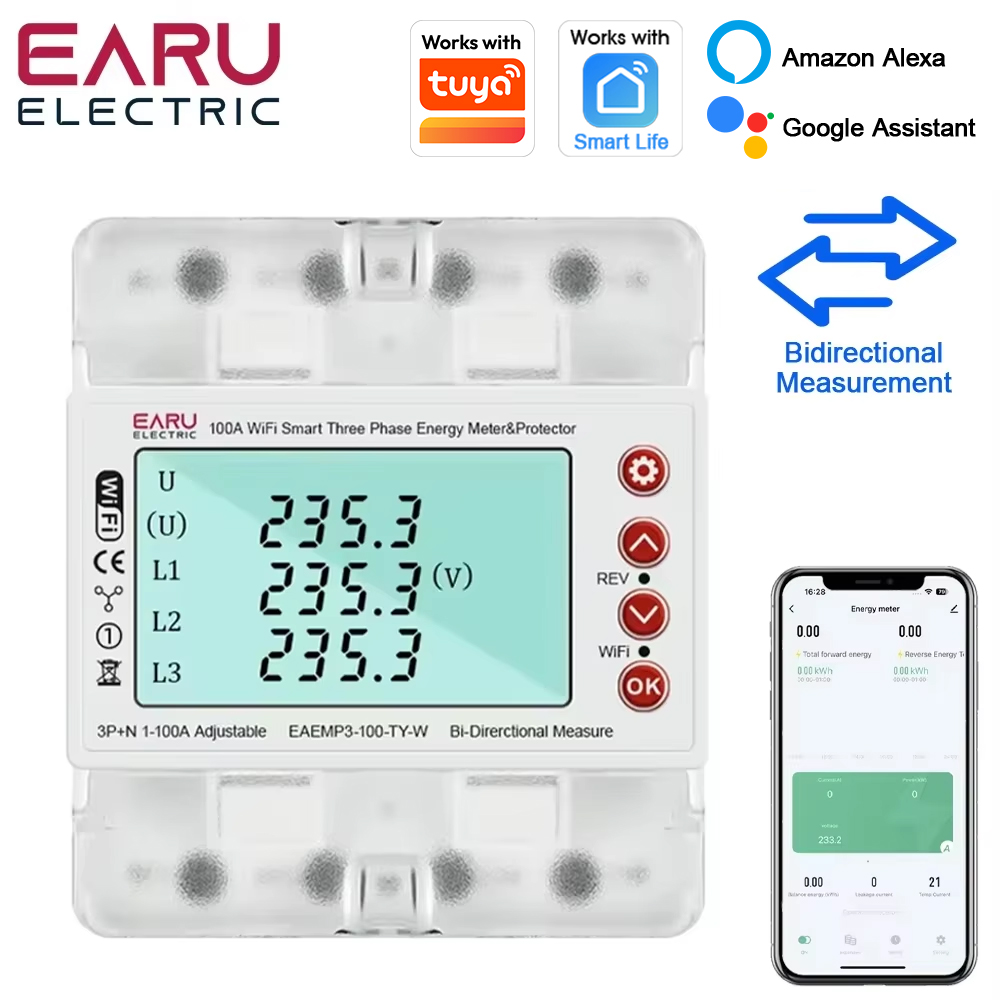 Three Phase AC380V Tuya WiFi S - Energy Meter Bidirectional ulasan dan harga