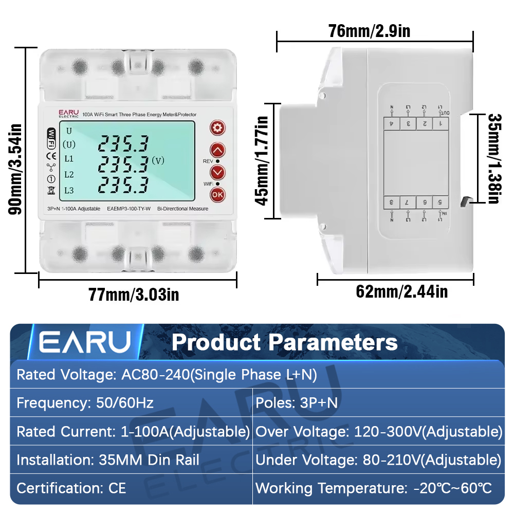Three Phase 380V Tuya WiFi Sma - Energy Meter Bidirectional ulasan dan harga
