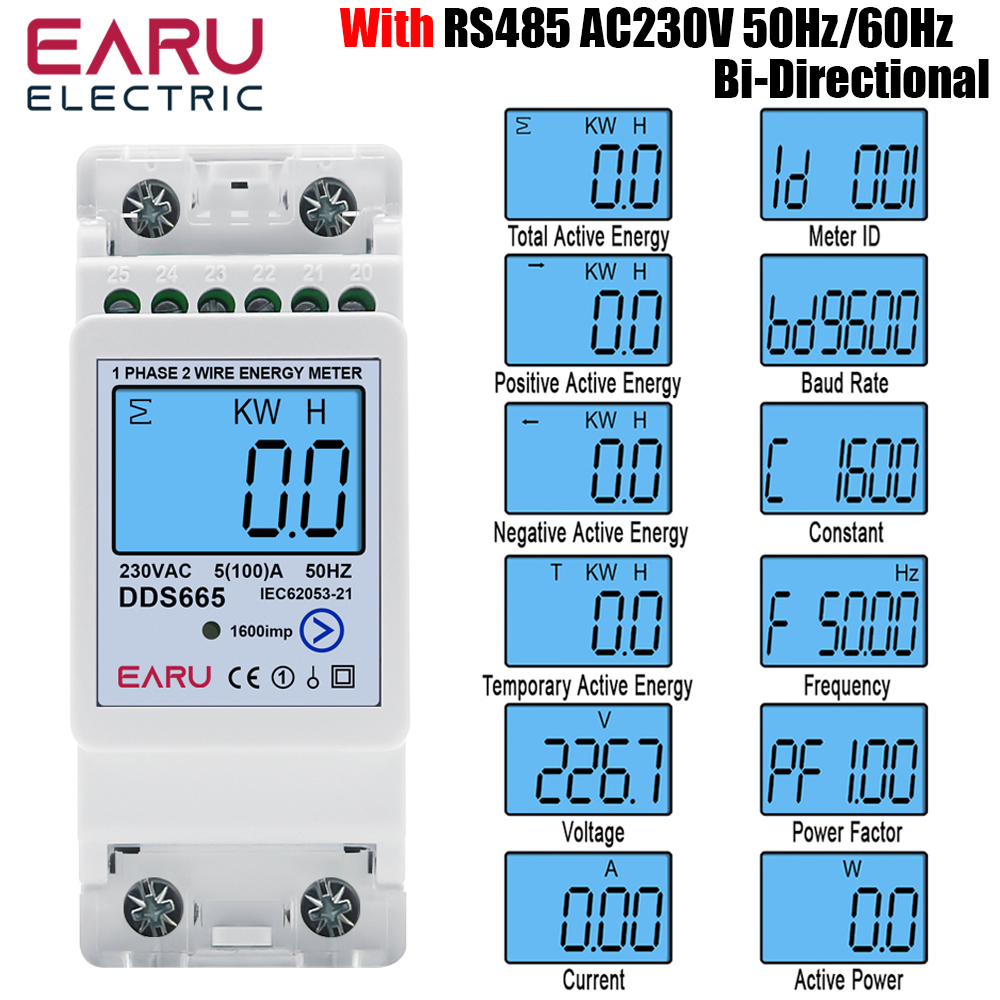 Multifunction 230V 100A Bi-Dir - Energy Meter Bidirectional ulasan dan harga