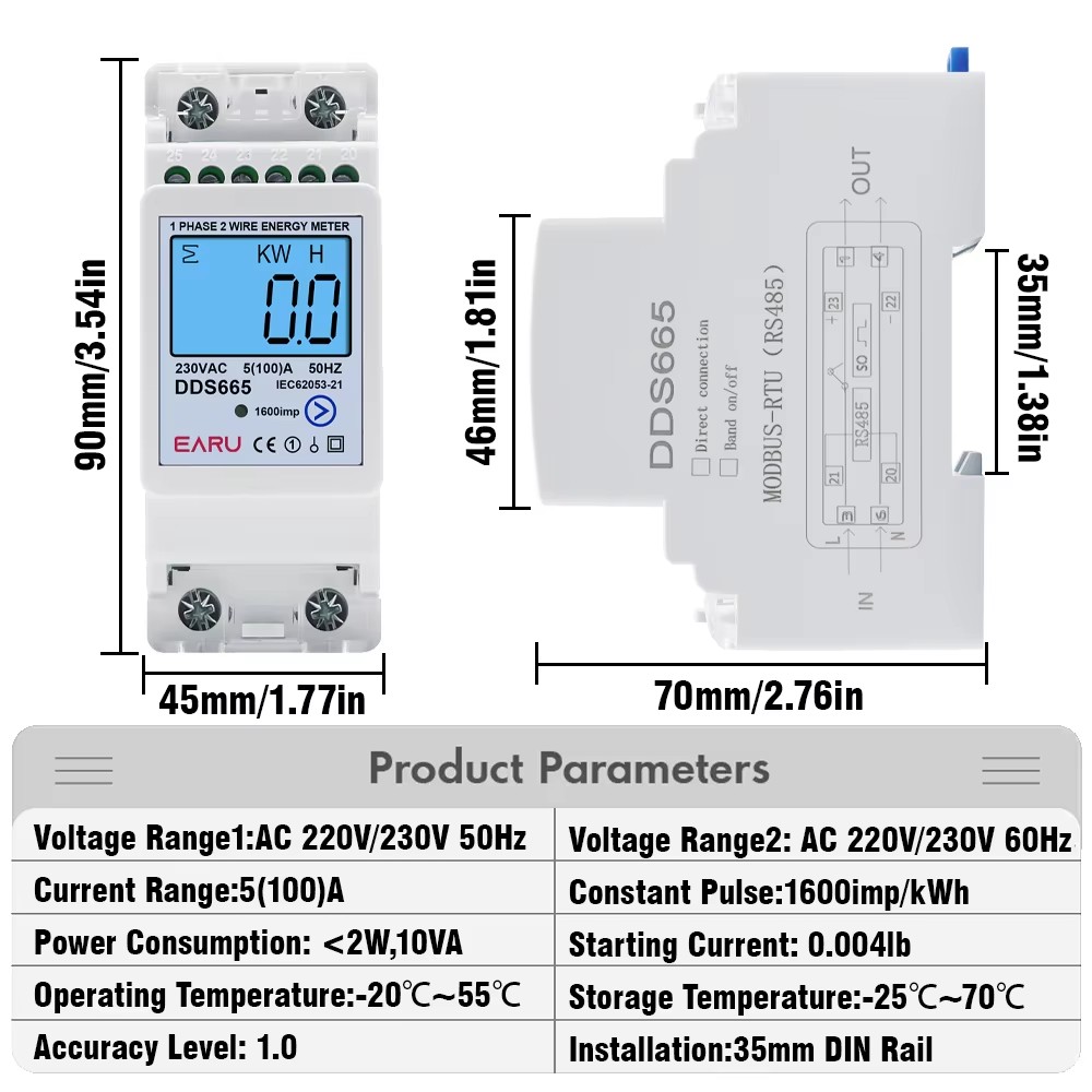 Multifunction 230V 100A Bi-Dir - Energy Meter Bidirectional ulasan dan harga