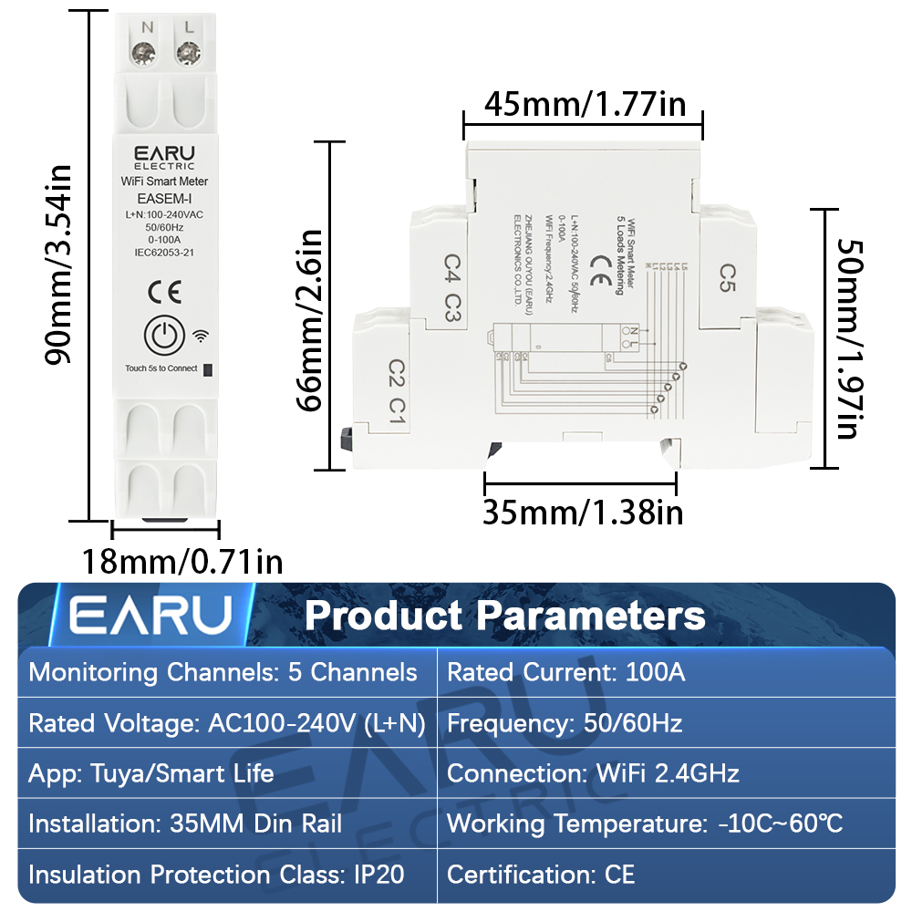 Tuya Smart WiFi Energy Meter 1 - Energy Meter Bidirectional ulasan dan harga