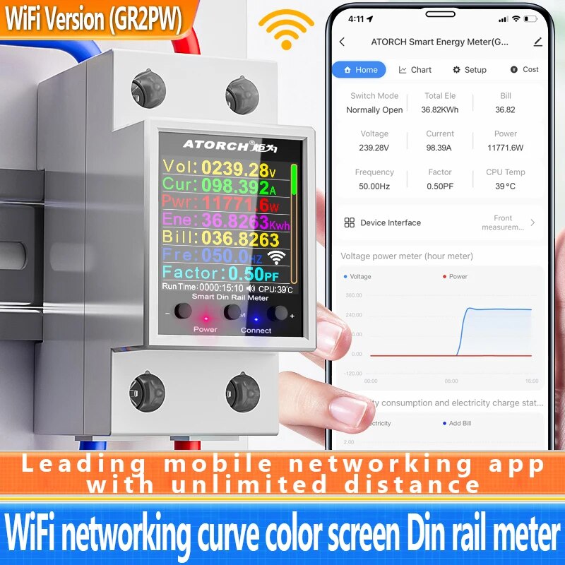 100A Tuya WiFi Din Rail Power  - Energy Meter Bidirectional ulasan dan harga