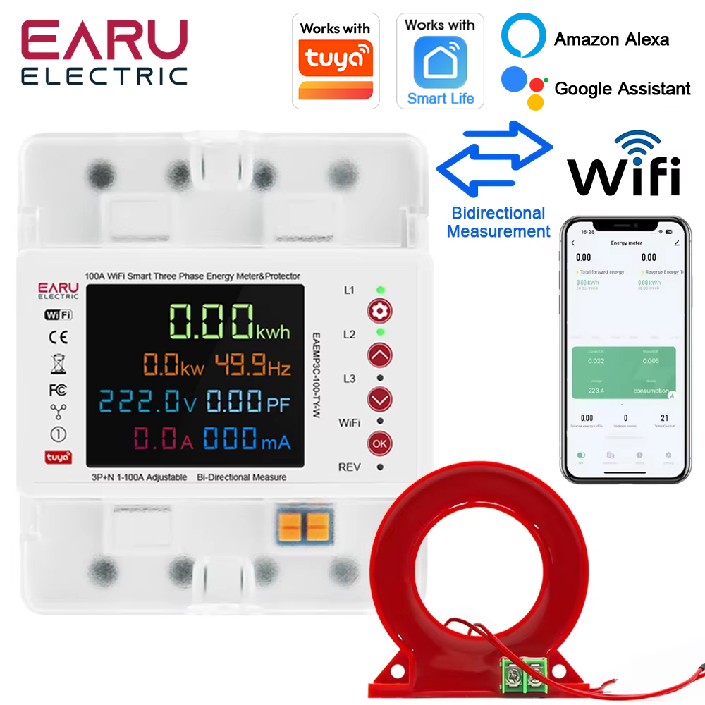Three Phase Tuya WiFi Smart Bi - Energy Meter Bidirectional ulasan dan harga