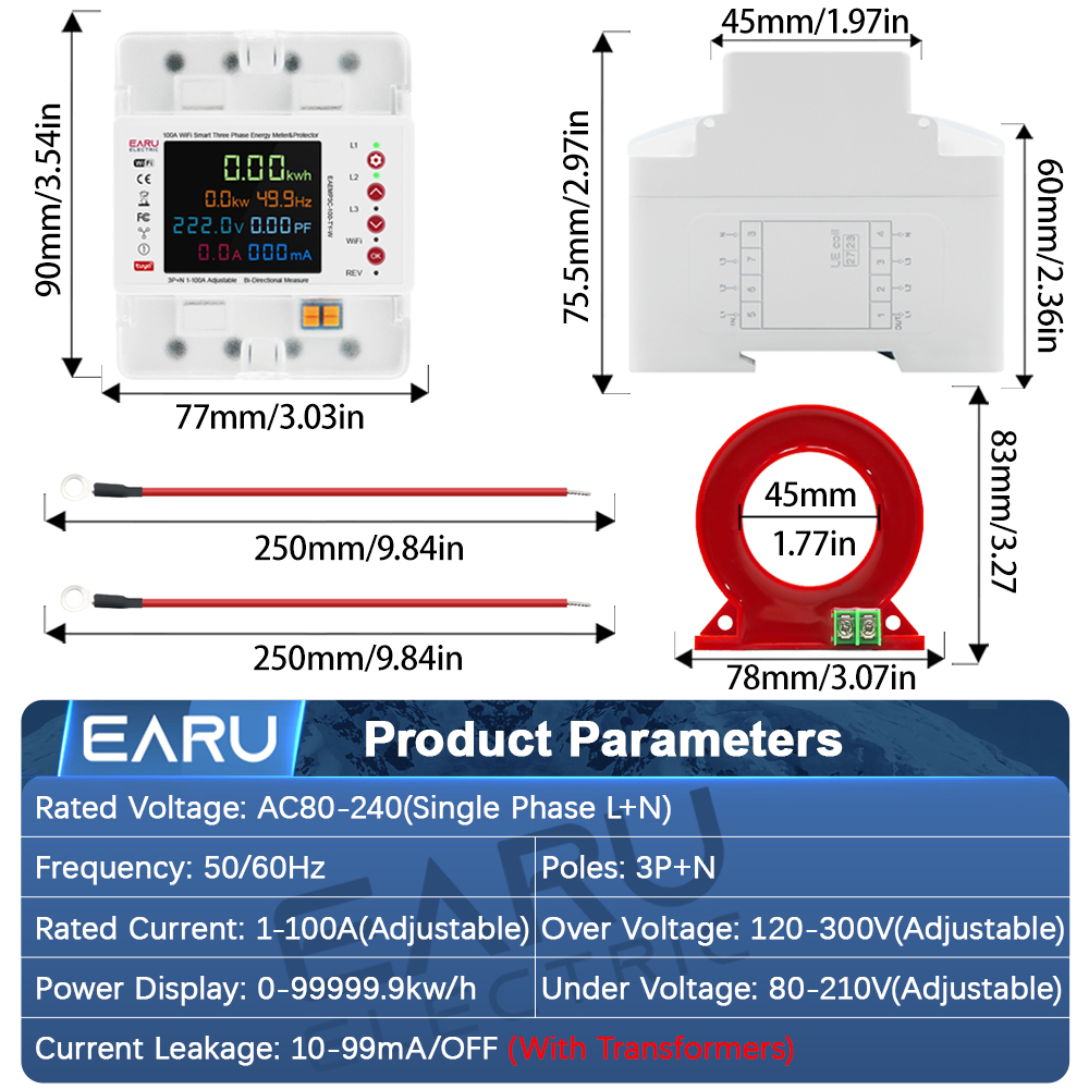 Three Phase Tuya WiFi Smart Bi - Energy Meter Bidirectional ulasan dan harga
