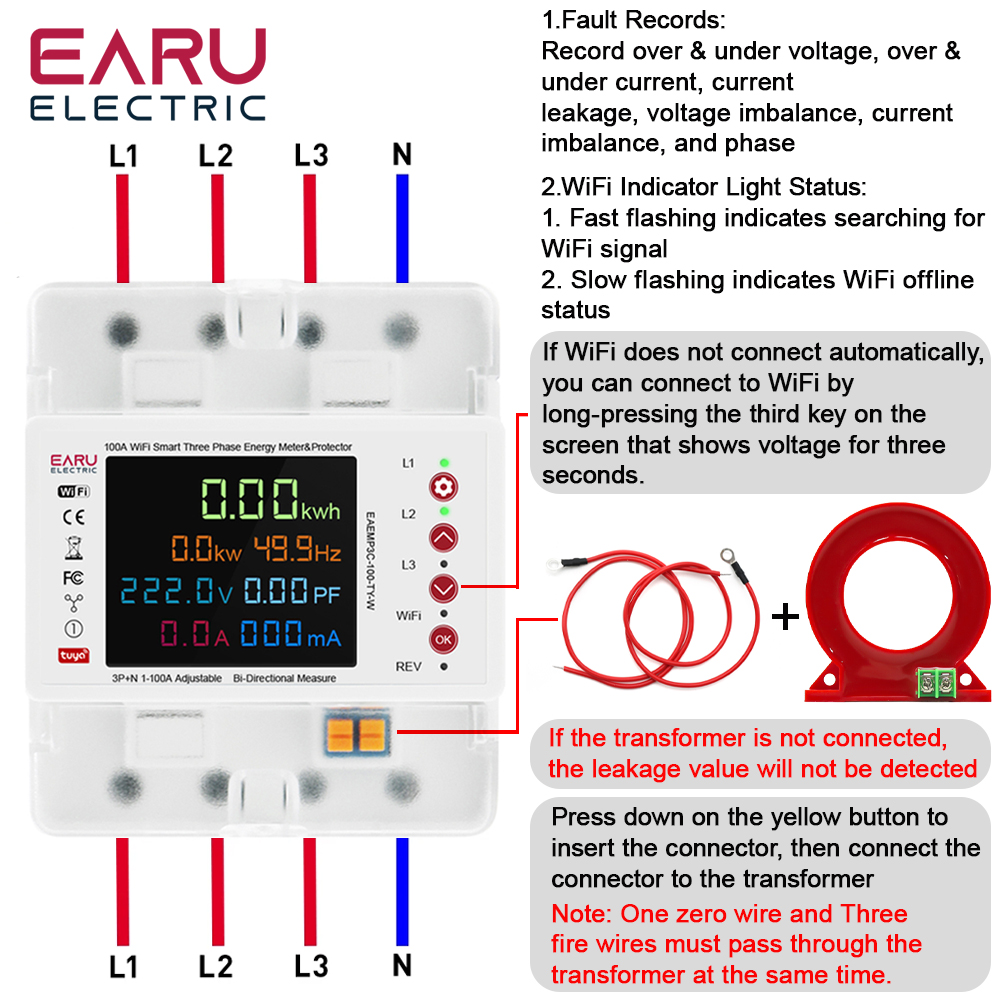 Three Phase Tuya WiFi Smart Bi - Energy Meter Bidirectional ulasan dan harga